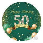Lofaris Green Happy Fifty And Fabulous Round Birthday Backdrop